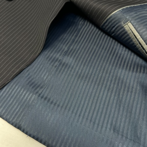 Bertolini Blazer Mens Coat Two Button Jacket Black Pinstripe Wool Silk Men's 40 - Picture 7 of 12